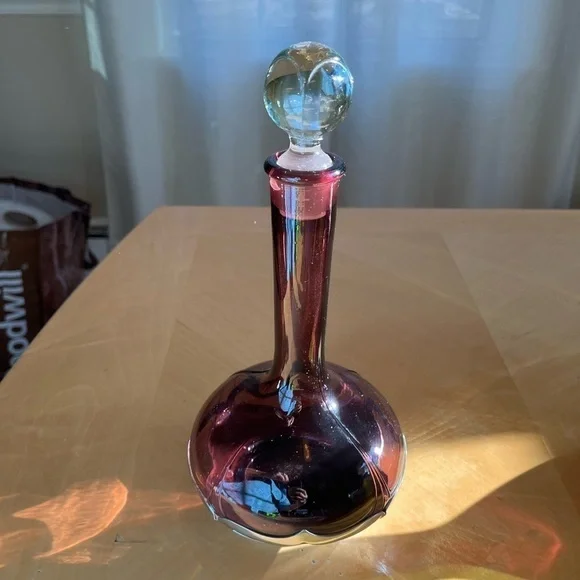 Vintage Farber Bros. Amethyst Decanter and Stopper Farber Crystal (Chrome)